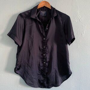 Abercrombie Black Silk Button Up Shirt Women's MEDIUM